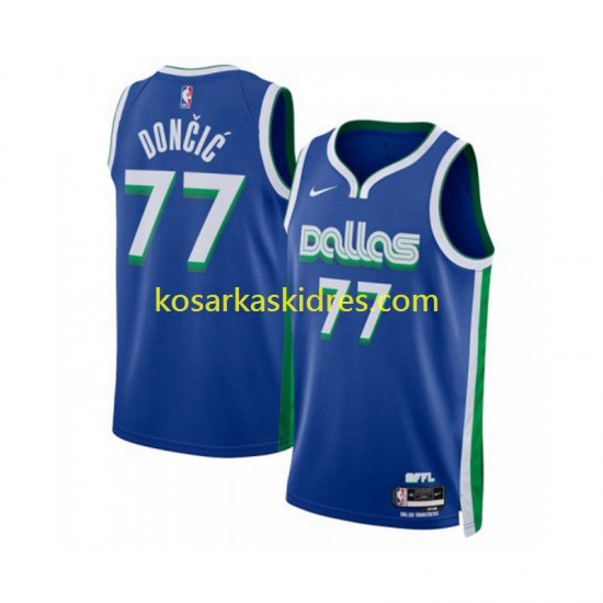 Dallas Mavericks Dres Luka Doncic 77 Nike City Edition 2022-2023 Plava Swingman