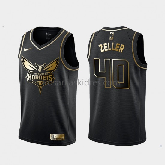 Charlotte Hornets Dres Cody Zeller 40 Nike Golden Edition Crno Swingman