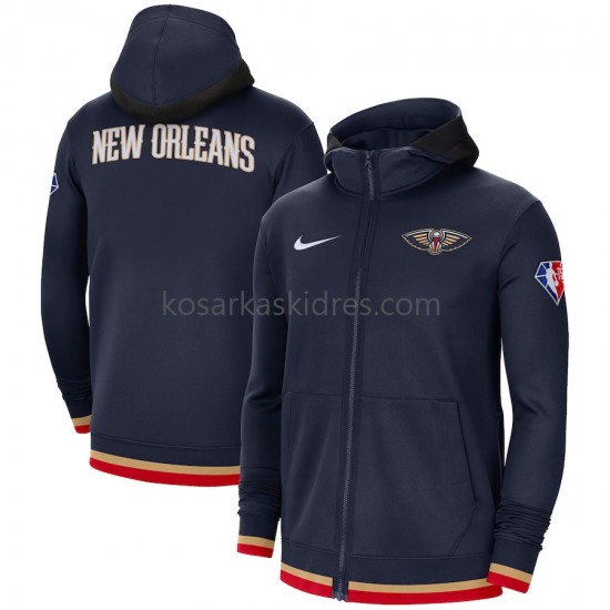 New Orleans Pelicans Nike 75th Anniversary Navy Jakna s kapuljačom s patentnim zatvaračem