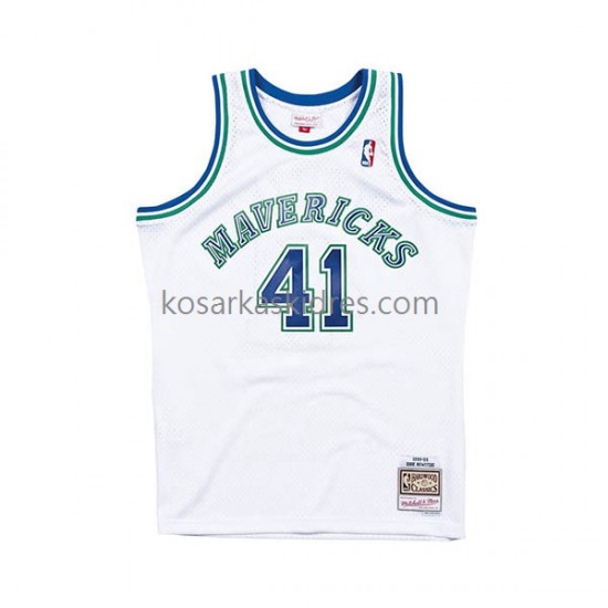 Dallas Mavericks Dres Dirk Nowitzki 41 Mitchell Ness 1998-99 Bijela Swingman
